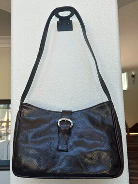 Vintage Phyllis Poland Brown (with hint of burgundy) tooled/embossed leather sho